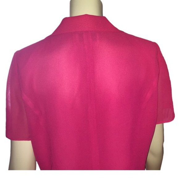 Danny and Nicole sheer dark pink blouse jacket shacket short sleeves Size 14 - Picture 4 of 11
